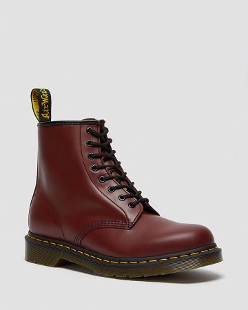 Dr Martens 1460 Smooth Læder Snørestøvler Dame Lyserød Rød | DK 206GSO